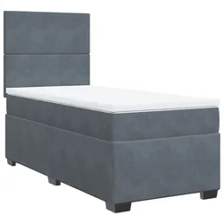 Vidaxl Box spring postelja z vzmetnico temno siva 80x200 cm žamet