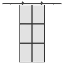 Klizna vrata s priborom 90 x 205 cm kaljeno staklo i aluminij