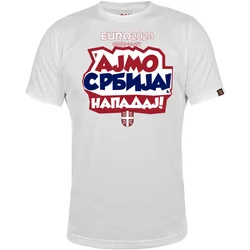 011Shop Muška majica kratkih rukava, Ajmo Srbija napadaj! EP 2024, Bela