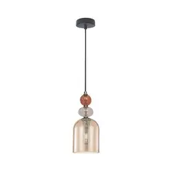 Luster na lanku TROPEA 1xE27/15W/230V crna/zadimljena crvena/bež