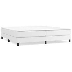 Vidaxl Posteljni okvir z vzmetmi bel 200x200 cm umetno usnje