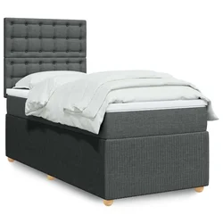 Vidaxl Box spring postelja z vzmetnico temno siva 80x200 cm blago