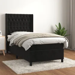 shumee Box spring postelja z vzmetnico črn 90x190 cm žamet