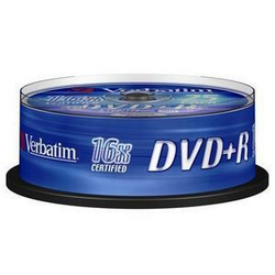 DVD+R 16X 4.7GB 25/1 CAKE VERBATIM