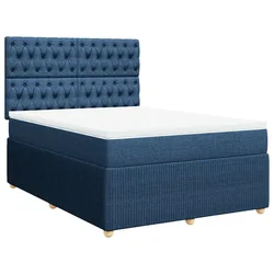 Vidaxl Box spring postelja z vzmetnico modra 140x190 cm blago