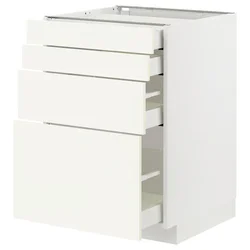 METOD / MAXIMERA Podni element 4 fronta/4 fioke, bela/Vallstena bela, 60x60 cm