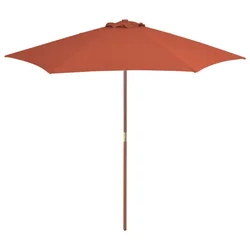 Vanjski suncobran s drvenim stupom 270 cm terakota