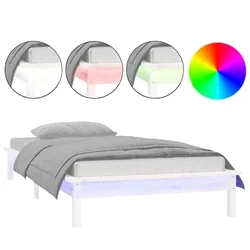 Vidaxl Posteljni okvir LED bel 90x190 cm trden les