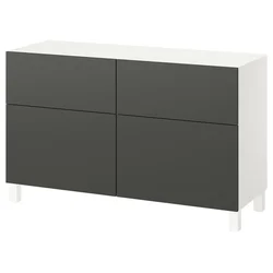 BESTA Komb.odlaganje s vratima/fiokama, bela/Lappviken/Stubbarp tamnosiva, 120x42x74 cm