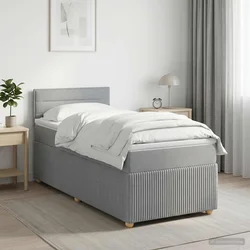 Postelja boxspring z vzmetnico Svetlo siva 100 x 200 cm Blago