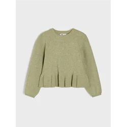 Sinsay - Džemper sa volanima i viskozom - khaki