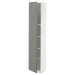 METOD Visoki element s policama, bela/Nickebo mat sivozelena, 40x37x200 cm