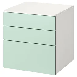 SMASTAD / PLATSA Komoda s 3 fioke, bela/svetlozelena, 60x57x63 cm