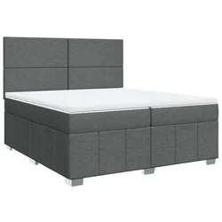 Vidaxl Box spring postelja z vzmetnico temno siva 200x200 cm blago