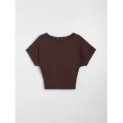 Sinsay - Bluza sa dodatkom viskoze i raglan rukavom - braon