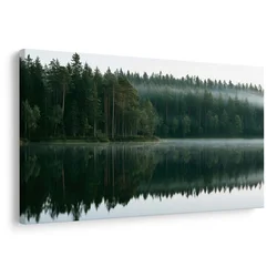 Slika megleno jezero v gozdu - 30x20