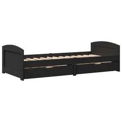 Vidaxl Dnevna postelja z 2 predaloma brez vzmetnice IRUN črne 90x200cm