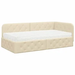 Vidaxl Kotna postelja krema 90 x 200 cm blago
