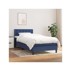 Den Box spring postelja z vzmetnico moder 80x200 cm blago