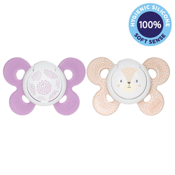 CHICCO duda Physio Comfort silikonska punčka - pike/lisica 2 kosa, 6-16 m