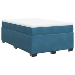 Vidaxl Box spring postelja z vzmetnico temno modra 120x200 cm žamet