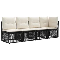 vidaXL Sofa za 4 osebe z levo roko 4 pcs 4-Število sedežev Črna