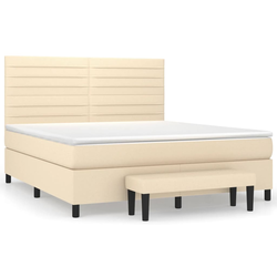 vidaXL vidaXL Box spring postelja z vzmetnico krem 180x200 cm blago, (20894265)