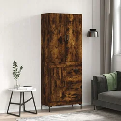 Visoka komoda dimljeni hrast 69,5x34x180 cm konstruiranog drva