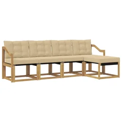 Set vanjskih sofa s jastukom 5 pcs Bijela i bež