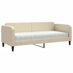 Vidaxl Dnevna postelja z vzmetnico krem 80x200 cm blago