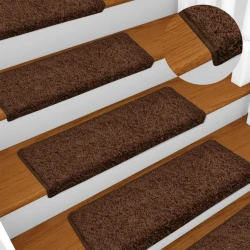 Prostirke za stepenice 15 kom 65x21x4 cm smeđe pravokutne rubove