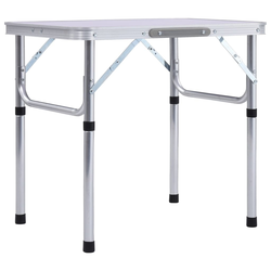 Den Zložljiva miza za kampiranje bela iz aluminija 60x45 cm