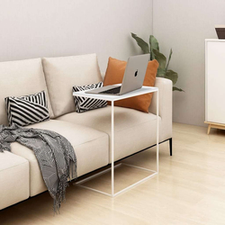 shumee Stranska mizica bela 55x35x66 cm iverna plošča