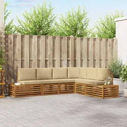 Set vanjskih sofa s jastukom Prirodna i bež 273 x 213,5 x 73 cm