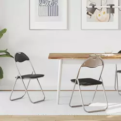 Sklopiva stolica 2 pcs Crna i Siva 48 x 43,5 x 81 cm Lažna koža