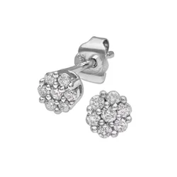 DIAMANT LETERNEL Uhani Ohrstecker aus 375 Weißgold mit Diamant srebrna