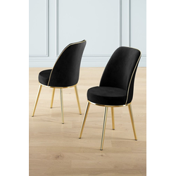 Hanah Home Set stolica Pefa, 45x91x42 cm, 4 komada, Crno-zlatne boje