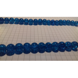Ispucale staklene perle kugla 8 mm tamno plava