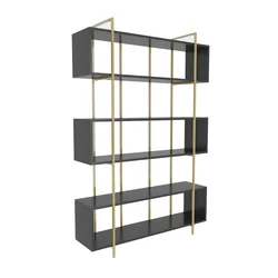 Hanah Home Bruti Anthracite Gold Polica za knjige 120x180x29.6cm, Crna