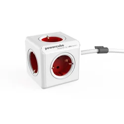 ALLOCACOC DESIGNNEST Produžni kabl sa 5 šuko utičnica 1300RD/DEEXPC 1.5m crveni