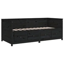 Dnevni ležaj crni 75x190 cm od masivne borovine