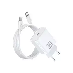 Remax SET:Strujni punjac 1XUSB 3.0+TIP C 20W+kabl TIP C RP-U120, beli
