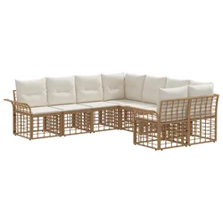 Set vanjskih sofa 8 pcs Prirodna i krema bijela Poliester