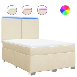 vidaXL Box spring postelja z vzmetnico krem 160x200 cm blago, (21319877)
