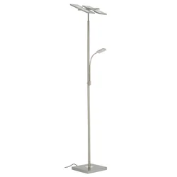 Briloner 1328-022 - prigušiva LED podna lampa LED/21W/230V + LED/3,5W matni hrom