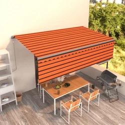 vidaXL Avtomatsko zložljiva tenda s senčilom 5x3 m oranžna in rjava