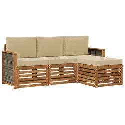 Set vanjskih sofa s jastukom 4 pcs Prirodna i bež
