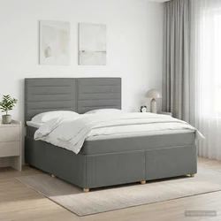 vidaXL Postelja boxspring z vzmetnico Temno siva 160 x 200 cm Blago