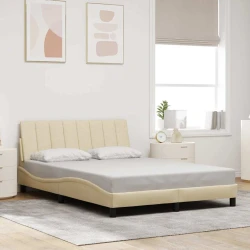 vidaXL Posteljni okvir brez vzmetnice Hanko krem 120x200 cm blago