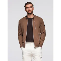 Ombre Mens structured biker jacket with stand-up collar - brown
